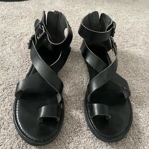 Black sandals, slightly worn